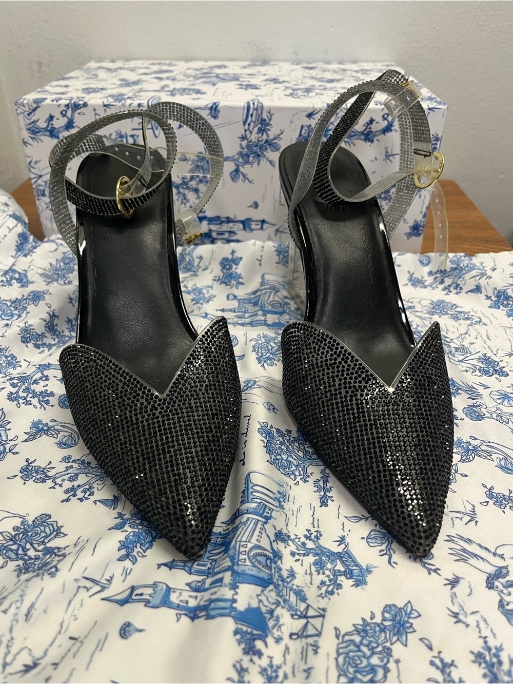She is Cheval rhinestone black platform heels - 8